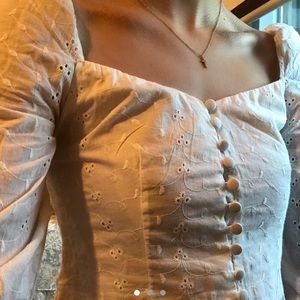 white square neck bustier style peasant blouse